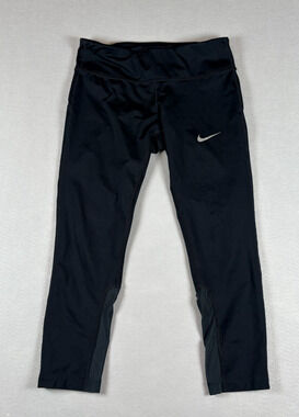 Nike Women's Small Black Dri Fit Cropped Running Leggings Pockets